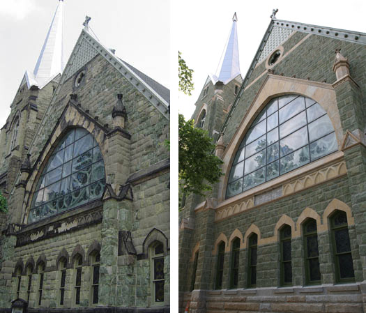 Before And After Renovations. North facade efore and after